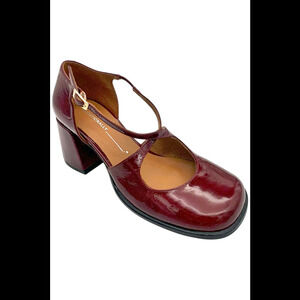 Intentionally Blank Women's Leather Cross Strap Pumps Merlot - Medium